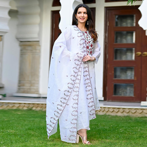RF - Grey faux Georgette straight cut Semi-stitched Suit - Designer Salwar  Kameez - Salwar Suits - Indian